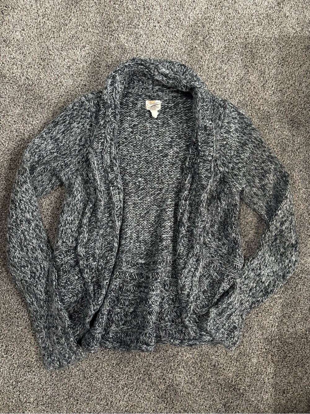Y2K Vintage Mudd Marled Gray Open-Front Shawl Collar Cardigan